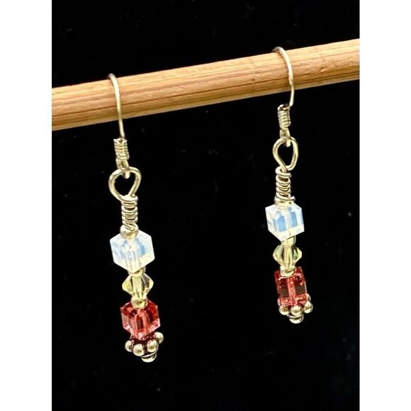OY# Sterling 925 Silver & crystal 1 3/4 “ Dangle Earrings - Picture 3 of 8